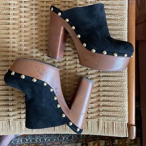Studded Suede Platform Clogs